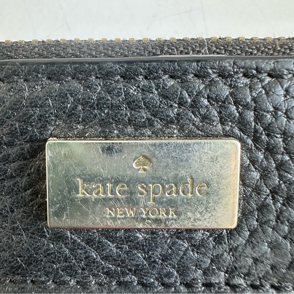 Kate Spade Highland Place Bee Black Pebbled Cow Leather Wristlet Wallet Clutch - Picture 5 of 6